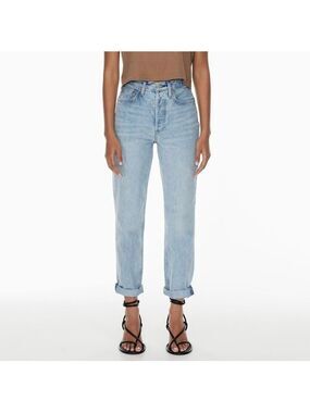 Denim Forum The Boyfriend High Rise Loose Jeans Size 25 Light Blue Aritzia